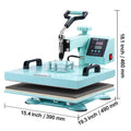 VEVOR Multifunction 15x15 in 8-in-1 Heat Press Machine, 6-30 oz Tumbler Press, 360° Swing-Away Arm, Digital Precise Control, Dual Insulation Technology, 0–999s Timer for DIY Crafting & Customized Projects (Green)