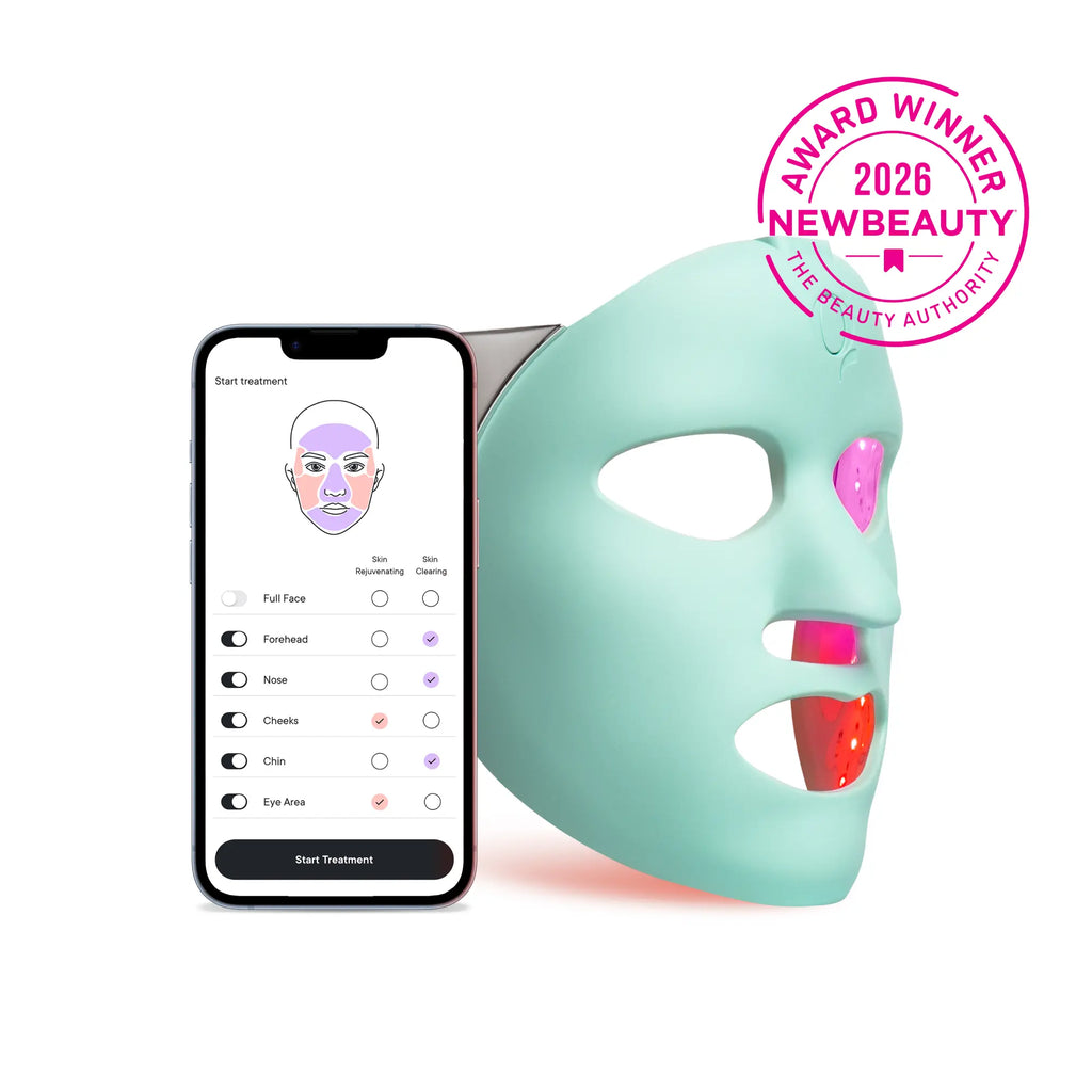 Qure LED Light Therapy Mask for Face - FDA Cleared for Wrinkles & Acne Treatment with 3 Modes, 5 Facial Areas & 5 Lights: Red, Deep-Red, Blue, Amber & Infrared, 3-Min Daily, Eye-Protection, Smart App