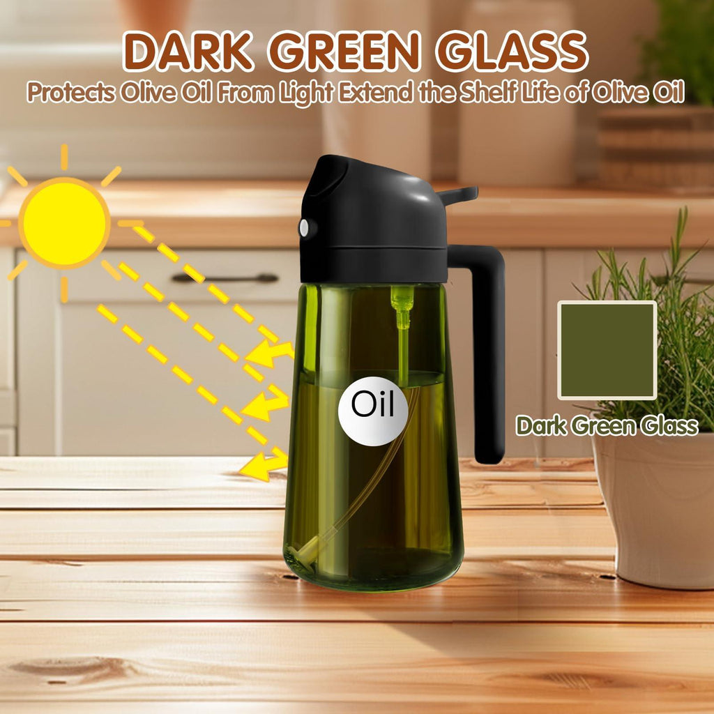 16 oz Glass Oil Spray Bottle, Oil Mister Spray Bottle for Cooking, 2-in-1 Olive Oil Sprayer and Kitchen Cooking Oil Dispenser, Glass Oil Bottle for Kitchen with 470 mL Aroma Mist Spray-and-Pour Design, Home Use Kitchenware, Kitchen Gadgets #GLOBAL...