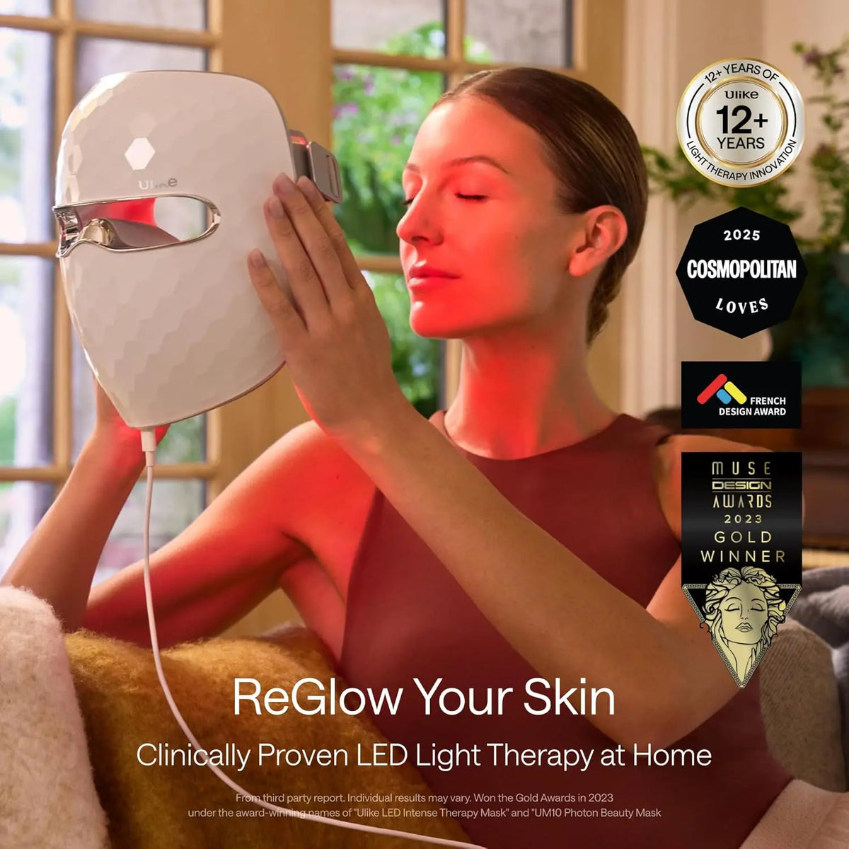 Ulike ReGlow LED Face Lifting Device - 4-in-1 Adult Selfcare Facial Beauty Tool with Multi-Color (Red, Blue, Yellow) & Infrared Light, 360° Mirror Reflection, 2-Year Warranty for Firming, Rejuvenation, Glowup, Red Light Therapy Support