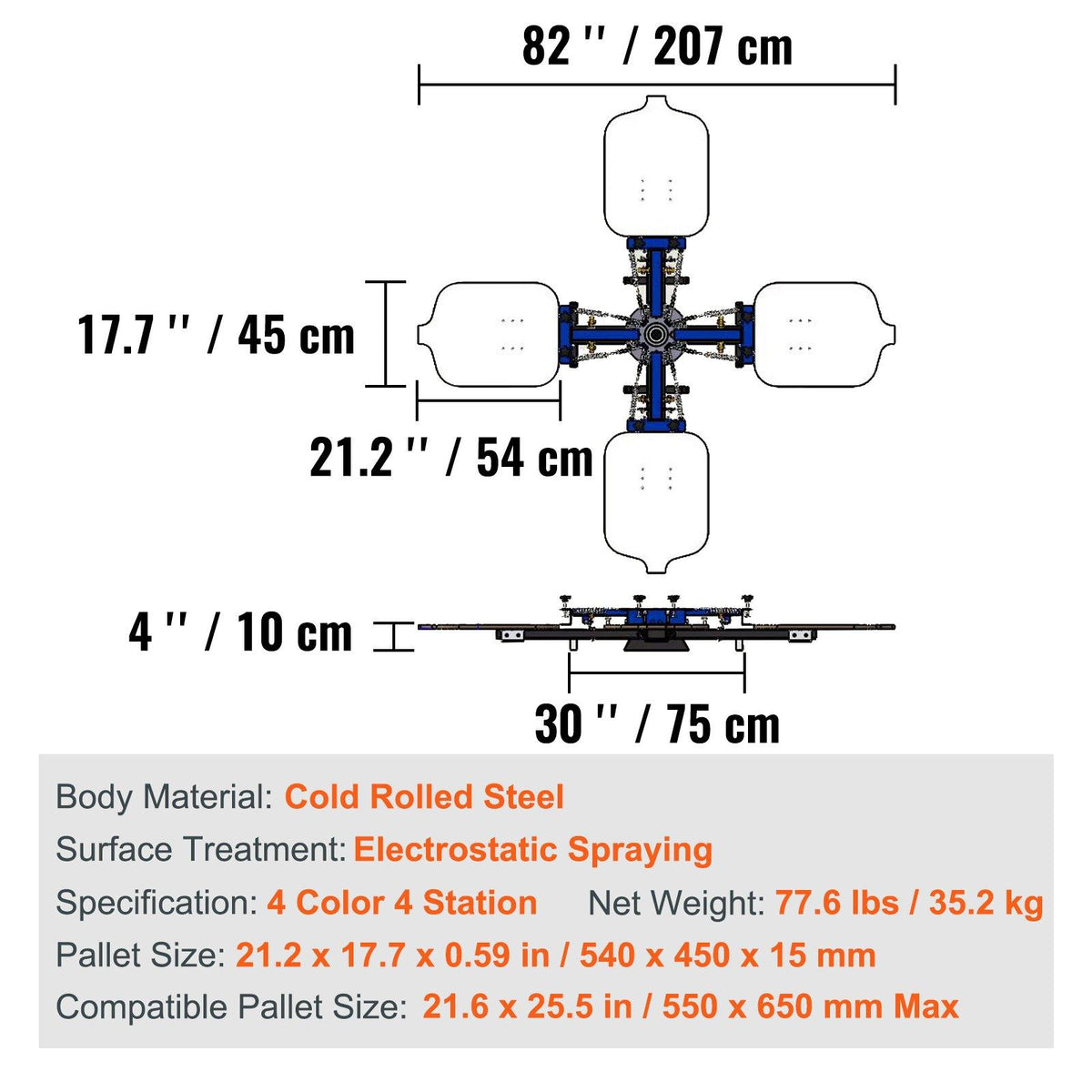 【toolupgrade】VEVOR Screen Printing Machine, 4 Color 4 Station 360 Rotable Silk Screen Printing Press, 21.2x17.7in Screen Printing Press, Double-layer Positioning Pallet for T-shirt DIY Printing