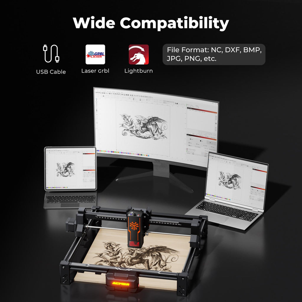 ACMER S2 Series 12W (12000mw) Laser Engraver & Cutter Tool, 300x300mm Large Working Area, High Precision Accurate Engraving Machine with Free Official Software for Wood, Acrylic, Ceramic, DIY Crafts