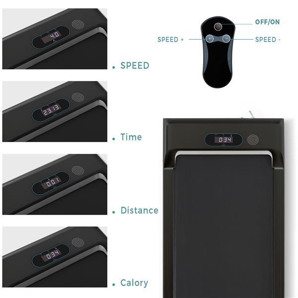 ROCKRAF 2 in 1 Electric Treadmill 2.5HP，Black,flat treadmill, Under Desk, foldable ultra-thin silent multi-functional indoor small, Remote Control, Display, Walking Jogging Running Machine Fitness Equipment for Home Gym Office