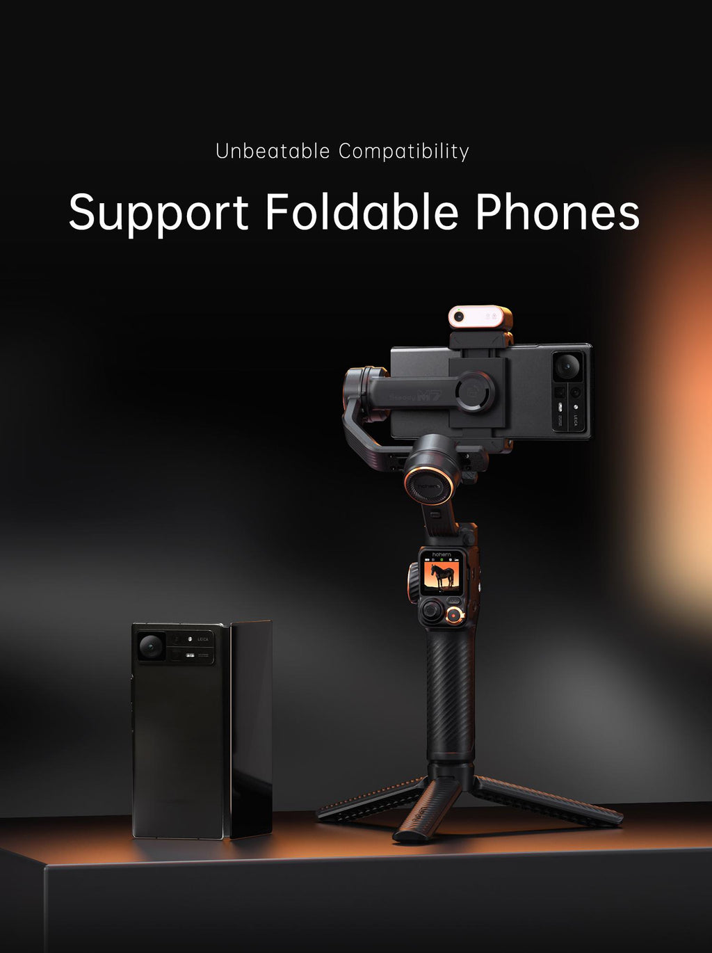 Hohem iSteady M7 Kit 3-Axis Camera Gimbal Stabilizer for iPhone/Android Smartphones, Mobile Phone Accessory for Content Creators with Magnetic Fill Light, AI Tracking Sensor, 1/4-inch Color Touchscreen Display, Detachable Remote, 500g Max Payload