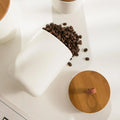 3-Piece Ceramic Canister Set - Reusable Airtight Bamboo Leather Handle Lids Leakproof Containers, Multifunctional Preserving Boxes for Coffee, Tea, Sugar, Spice, Kitchen Countertop Decor, Ideal for Wife