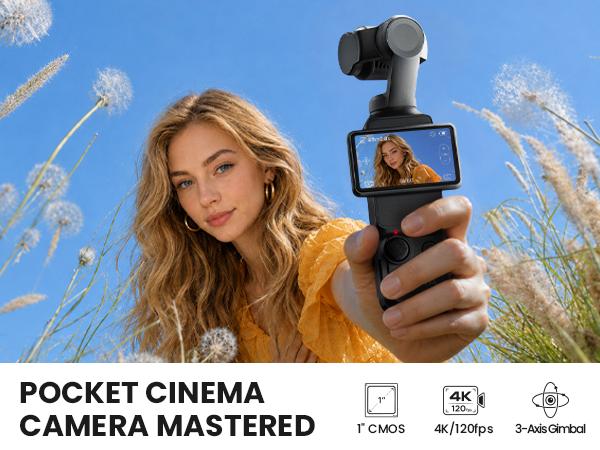 Xtra Muse Vlogging Video Recording Digital Camera, 1'' CMOS 4K/120fps, 3-Axis Handheld Stabilizer, Fast Focusing, Face/Object Tracking, Micro SD Compatible, Grab Go Portable Handycam Camcorder,sohochic