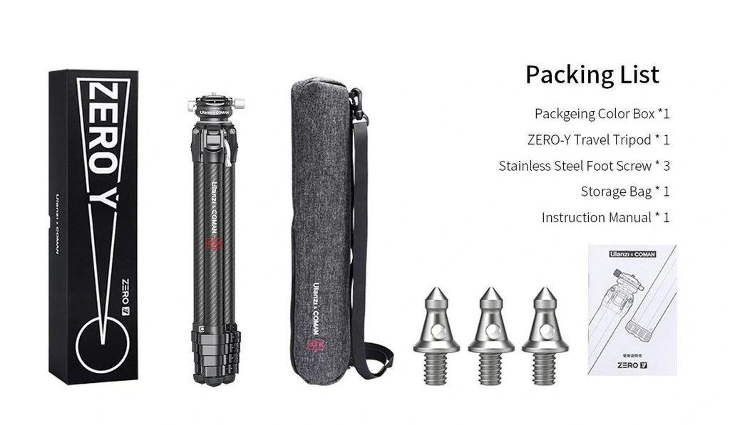 Ulanzi 3028 Lightweight Carbon Fiber Foldable Combo Tripod-Monopod with Arca Swiss, 0 Y Compatibility for Standing Photography (Cameras, Phones)