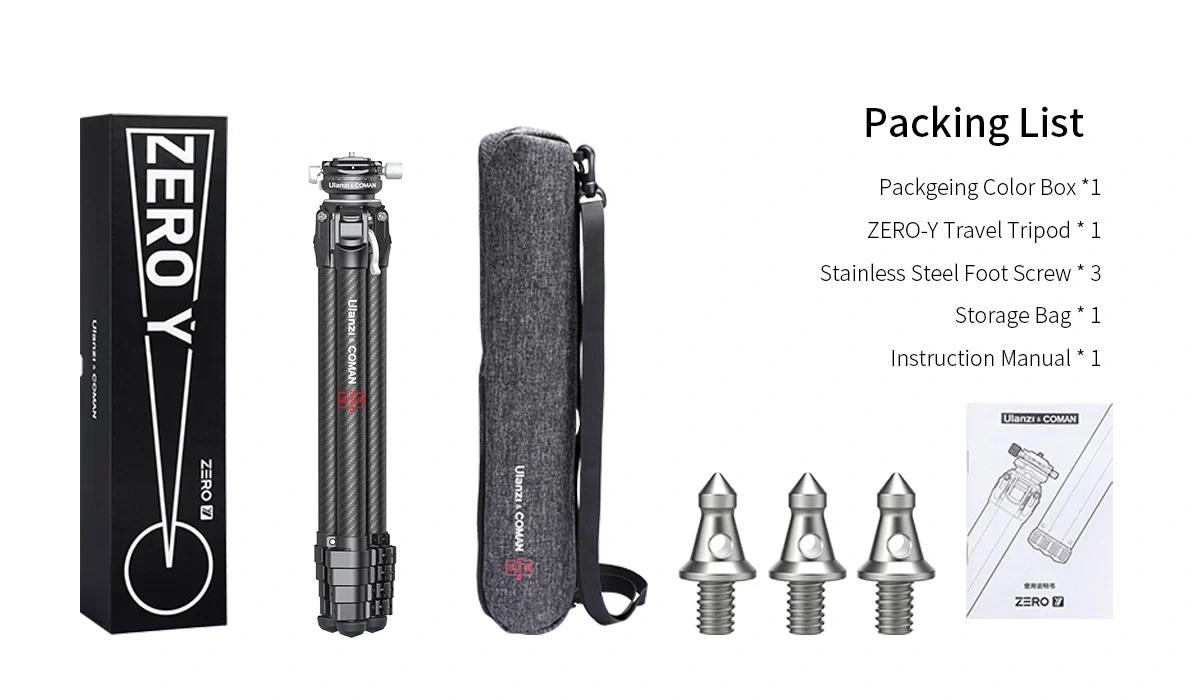 Ulanzi 3028 Lightweight Carbon Fiber Foldable Combo Tripod-Monopod with Arca Swiss, 0 Y Compatibility for Standing Photography (Cameras, Phones)