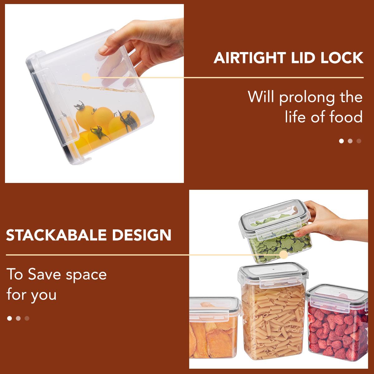 Plastic Leak-Proof Food Storage Containers (6/12/24pcs) with See-Through Lids, Stackable Kitchen Gadgets for Storage Organization, Microwave-Reheat Safe for Cereal, Rice, Pasta, Flour & Sugar, Transparent