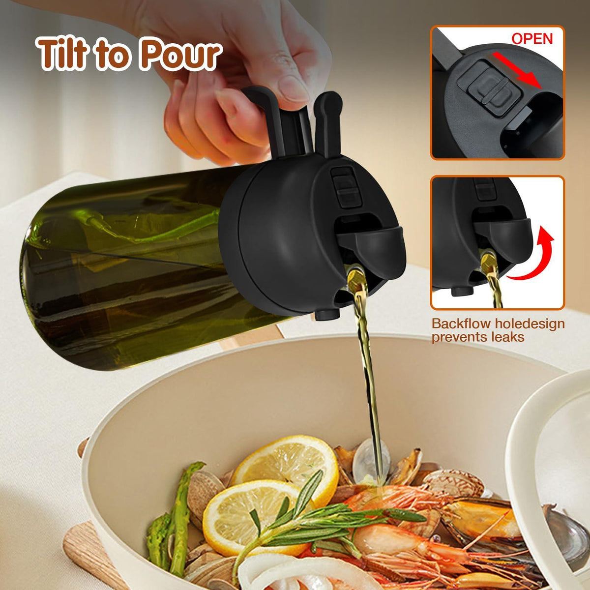 16 oz Glass Oil Spray Bottle, Oil Mister Spray Bottle for Cooking, 2-in-1 Olive Oil Sprayer and Kitchen Cooking Oil Dispenser, Glass Oil Bottle for Kitchen with 470 mL Aroma Mist Spray-and-Pour Design, Home Use Kitchenware, Kitchen Gadgets #GLOBAL...