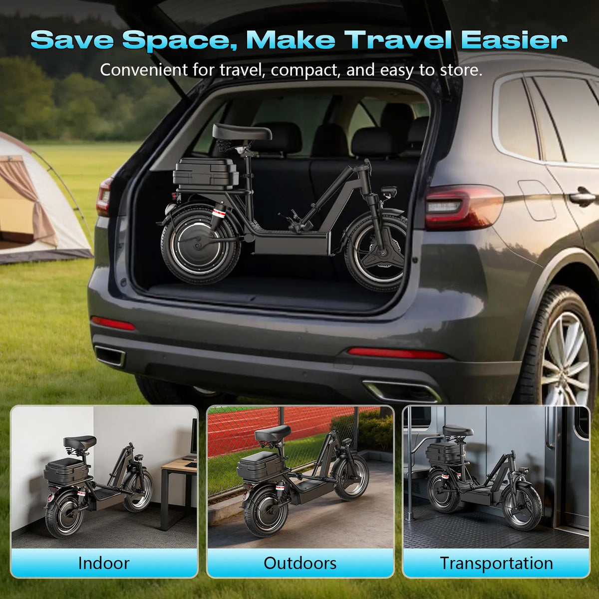 Adult Electric Scooter - Outdoor Stuff for Adults, 1200W Peak Motor, 48V 20Ah Battery, 20-40 Mi Range, 25MPH Top Speed, Foldable with Seat, Rear Box/Basket for Pets & Cargo, Dual Suspension for Commuting