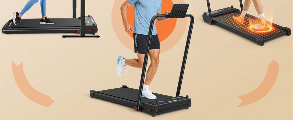 Ancheer 2-in-1 Auto Folding Treadmill - Walking Pad Treadmill with Running & Walking Massage Functions, Foldable Armrests, Casters for Easy Movement, 350 lbs Max Weight Capacity, Dual Shock Absorption Home Workout Equipment, Walking Pad Treadmills