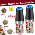 MIUVA 2 Pack Automatic Gravity Electric Salt and Pepper Grinder Mill Shaker Adjustable Suitable for summer Kitchen tools Christmas Gift Thanksgiving tableware Value Pack