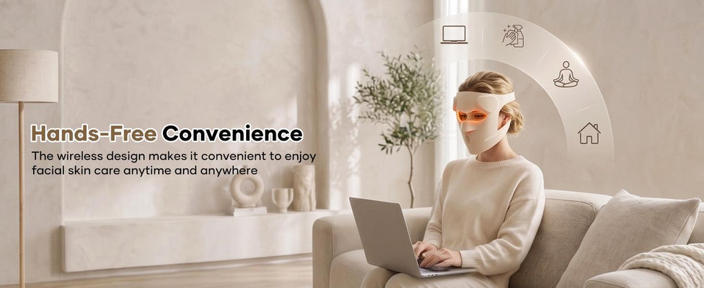 3D LED Face Mask Light Therapy, Cordless Red Light Therapy Mask for Face with Remote, 9 Modes, 630nm Red 850nm Near Infrared Blue Green Light, USB-C Rechargeable Skincare Device