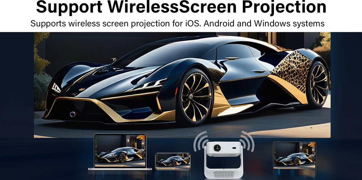 A2pro 8-inch Touch Screen Projector - Native 1080P, 4K Supported, Auto Focus & Correction, Dolby Audio, Wi-Fi 6, Bluetooth Connection, 180° Rotatable, Home Projector for Games, Movies, Gifts