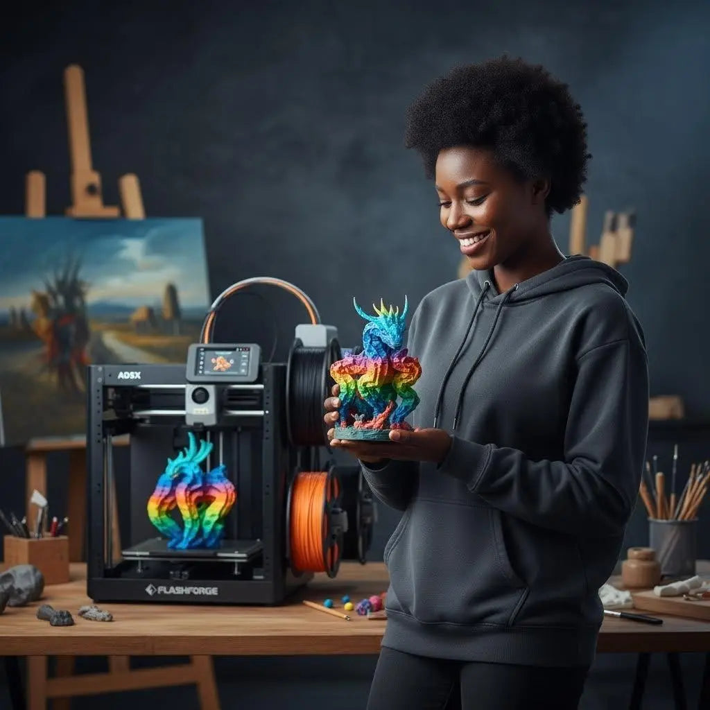 FLASHFORGE AD5X CoreXY 3D Printer, Multi-Color, 600mm/s High-Speed, 1-Click Auto Leveling, 300°C Direct Drive Extruder, Ideal for Precision & Efficiency