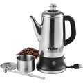 VEVOR 12-Cup 304 Stainless Steel Electric Percolator Coffee Pot - Coffee Brewer with Corrosion Resistance, Keep-Warm Function, Heat Resistant Handle, Easy-Pour Spout, Quick Brew for Kitchens, Dining Rooms