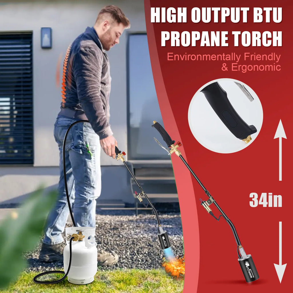 【toolupgrade】ARTFLAMM Portable Propane Torch Burner with Storage Bag, High Output BTU Blow Torch with 10FT Hose, Flame Weeder with Igniter for Garden Roofing Springtok Outdoor #toolupgrade