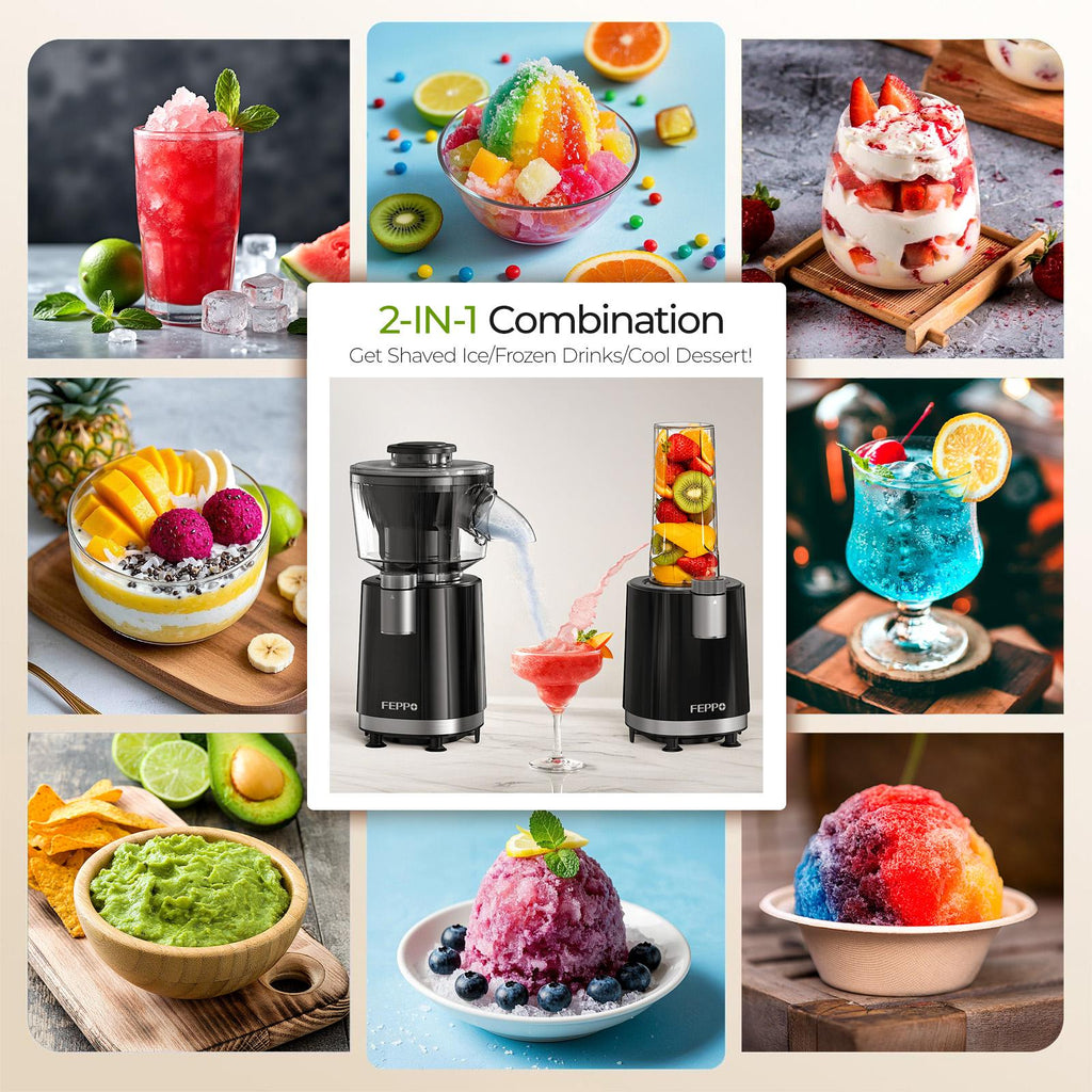 Clearance Sale FEPPO Snow Cone Machine & Smoothie Blender 2 in 1, 700W Powerful Shaved Ice Machine Slushine Machine, Healthy Frozen Drink Maker with Stainless Steel Blade & Smoothie Recipe,for Home Kitchen Party,back to school,back to school haul,...