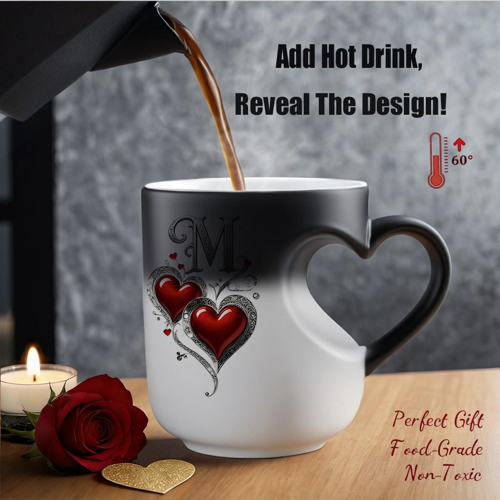 Vintage Shimmering Heart Fun Ceramic Mug, Thermosensitive Magic Color-Changing Beverage Mug, 11oz/330ml, Coffee Cups, Perfect Mother's Day Gift, Ideal for Friends, Lovers & Mothers, Novelty Coffee Mugs #GLOBAL PICKS