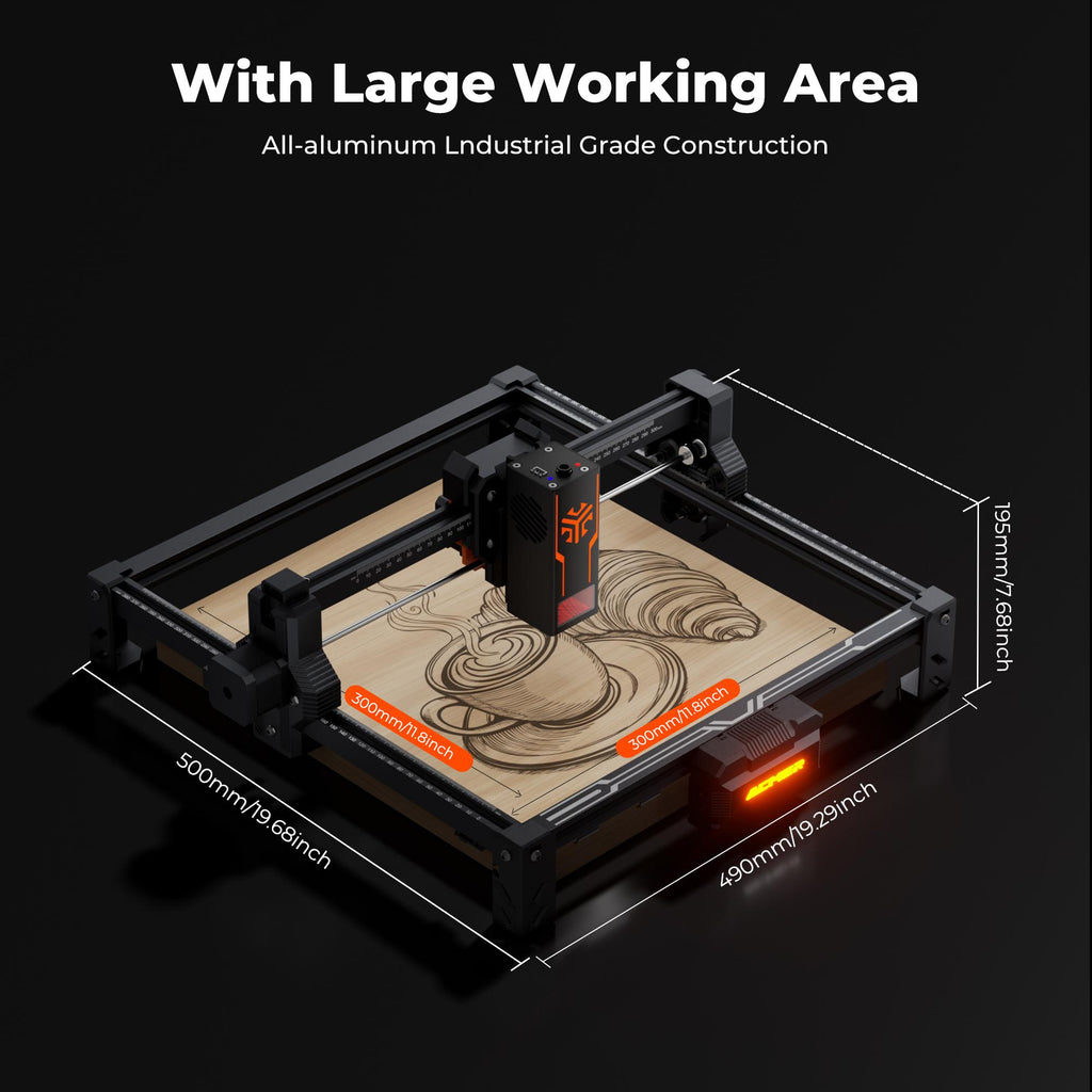 ACMER S2 Series 12W (12000mw) Laser Engraver & Cutter Tool, 300x300mm Large Working Area, High Precision Accurate Engraving Machine with Free Official Software for Wood, Acrylic, Ceramic, DIY Crafts