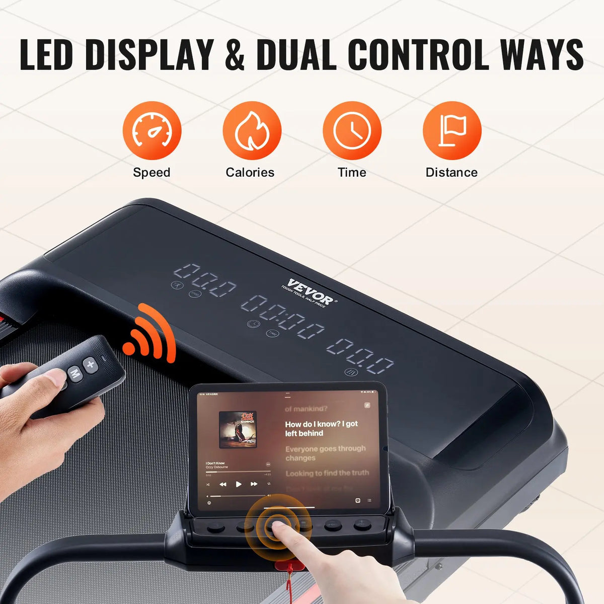 【toolupgrade】VEVOR 2-in-1 Under Desk Treadmill, 15.6"x42"/396x1065 mm Anti-Slip Surface Belt, 2.5HP Motor, 0.6-7.6 mph Walking/Run Speed, Shock Absorb, Collapseable Portable Pad, Handle Bar, Remote Control, LED Display, 265 Lbs Capacity for Home O...
