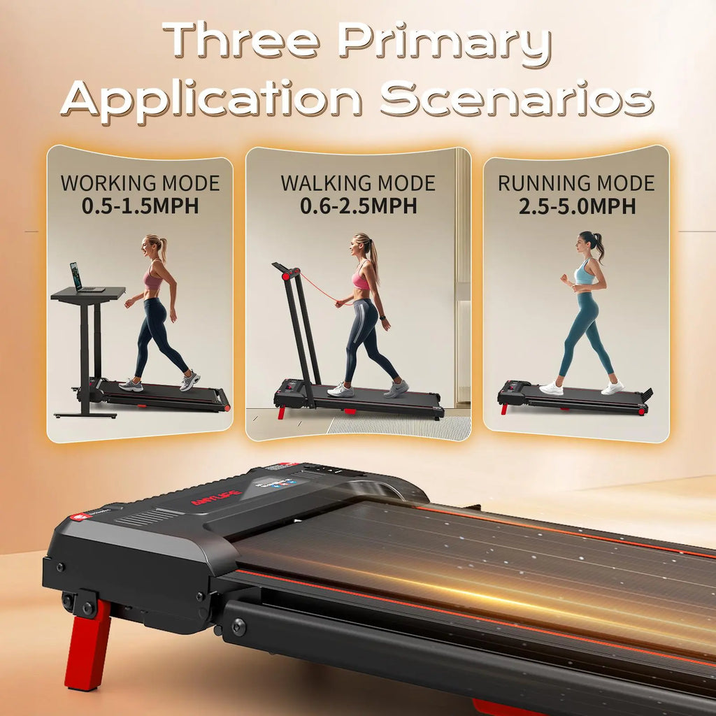 ANYLIFE Foldable Home Gym Treadmill - 2-in-1 Under Desk Incline Walking Pad, 2.5HP Quiet Motorized Steel Frame, 330 lbs Capacity, LED Display, Treadmills for Home, Workout & Exercise Equipment