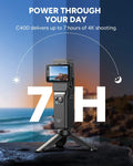 SJCAM C400 Portable Smart Action Camera - 4K Vlogging Equipment with 6-Axis Stabilizer, 2.29'' Rotating LCD, 154° POV, 420 Mins Battery, Waterproof CMOS Sensor, Helmet Mount Kits, MP4 Recording, MicroSD Slot, Valentine's Day Gift