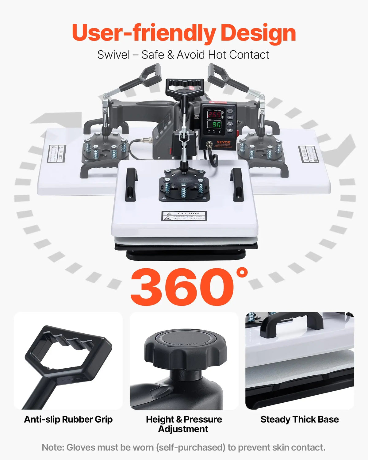 【Fallpicks】VEVOR Heat Press Machine, 15 x 15 in, 360° Swing Away, 1200W Double Tube Fast and Even Heating, Digital Precise Control, Sublimation Press Machine for T-Shirts, Hats, Caps