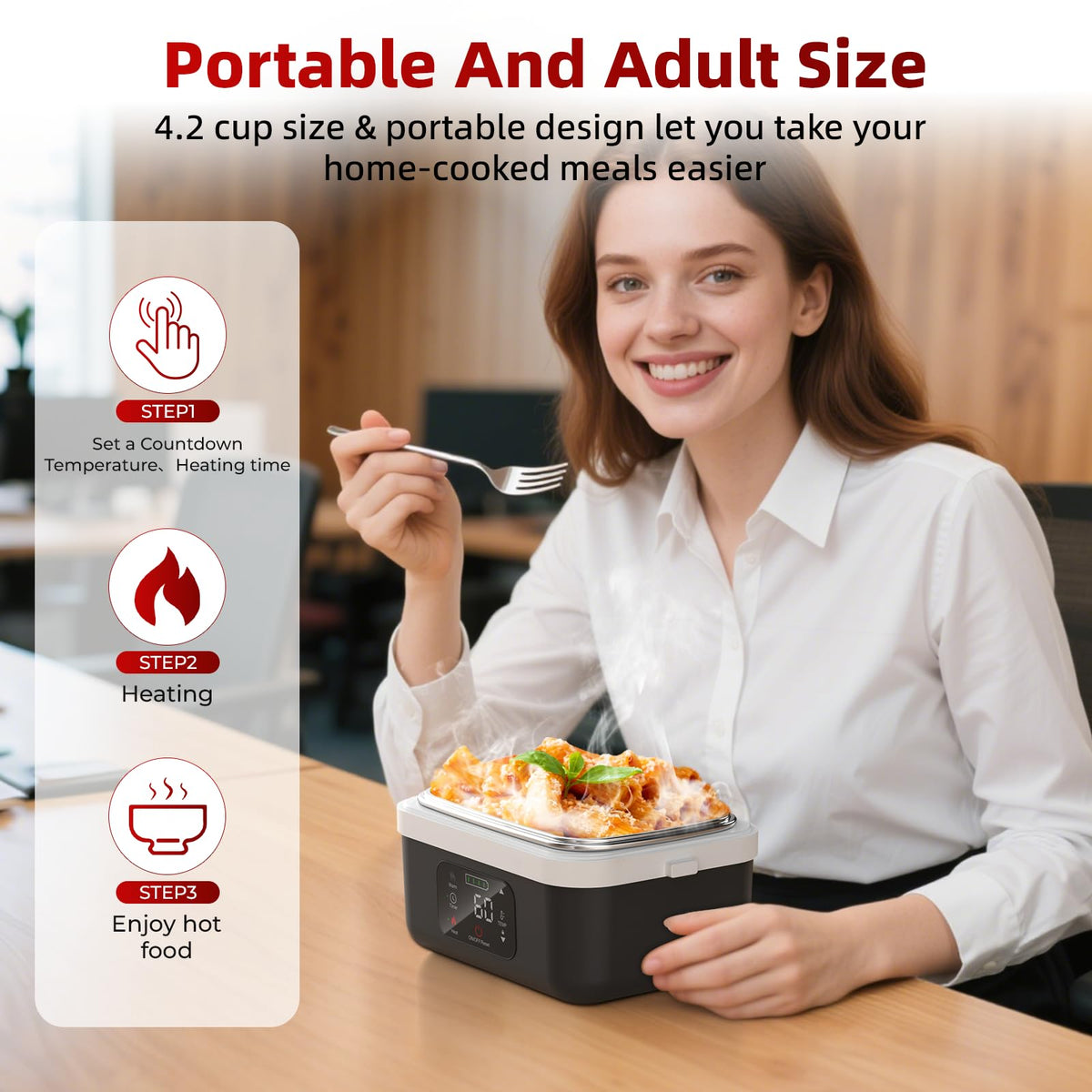Rechargeable Cordless Self-Heating Lunch Box Portable Food Heater, Heat Up Lunch Box Portable, Heatable Lunchbox, Heated Lunchbox, Thermal Heated Meal Container for Meal Prep, Office, Travel, Car, Picnic and Outdoor Use, Ideal Gift #GLOBAL PICKS