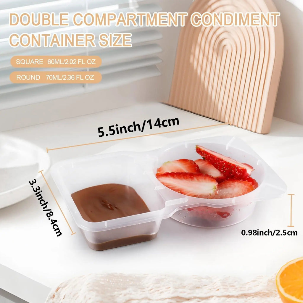 Reusable Snack Container with Lid, Double Compartment Portion Control Snack Box for Camping, Kitchen Utensils & Gadgets, Food Storage Container, Snack Containers Reusable