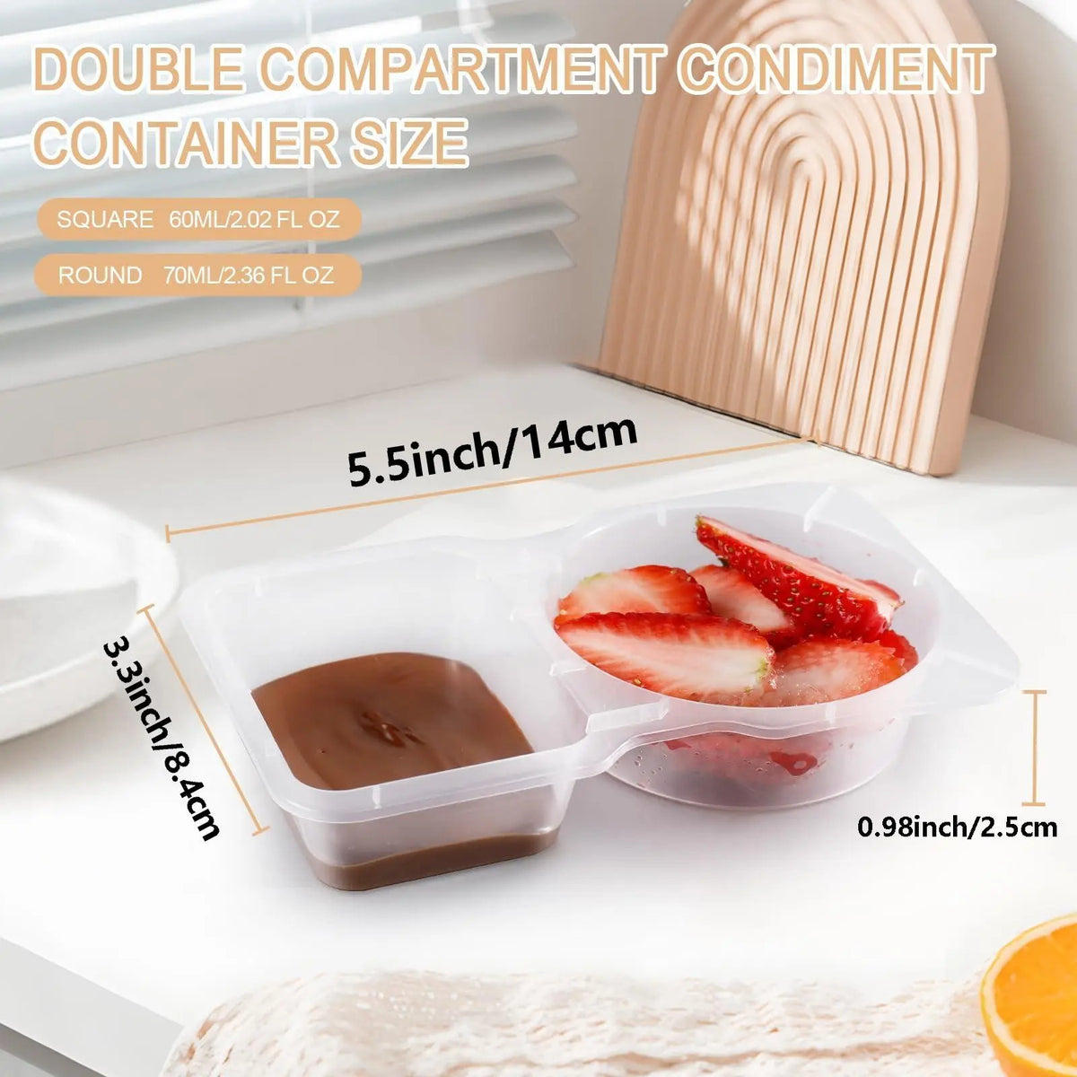 Reusable Snack Container with Lid, Double Compartment Portion Control Snack Box for Camping, Kitchen Utensils & Gadgets, Food Storage Container, Snack Containers Reusable