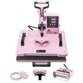 VEVOR Heat Press Machine, 12x 15 inch, 5 in 1 Heat Transfer Machine with 30 oz Tumbler Press, 360 Swing Away T-Shirt Pressing, Digital Precise Control, for T-Shirts/Mugs/Hats/Plates, Pink, 5-In-1 Combo