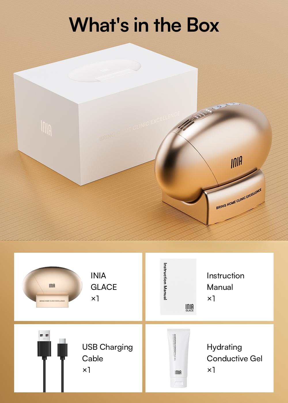 【LIVE EXCLUSIVE】INIA GLACE & FLARE Bundle – All-in-1 Face & Neck Sculpting Beauty Device for Lymphatic Drainage with Microcurrent Lifting, Lift, Tighten, De-Puff, Serum Infusion, Red & Blue Light, Thermal & Cryo Therapy, Buy 1 Get 4, Ideal Gift Se...