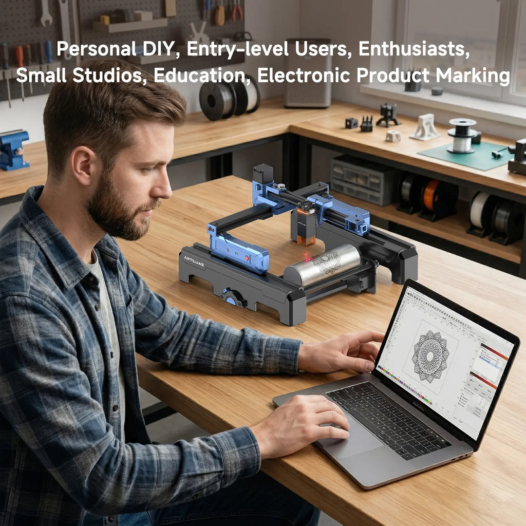 ARTILUME T1-P Laser Engraver Tool, Free 300×400mm Honeycomb Laser Bed, APP/Phone Control, Foldable with 8cm Height Extension, 200×150mm Work Area, Engraves Wood, Leather, Acrylic & Coated Metal, Hardware for Small Business & Personalized Gifts,too...