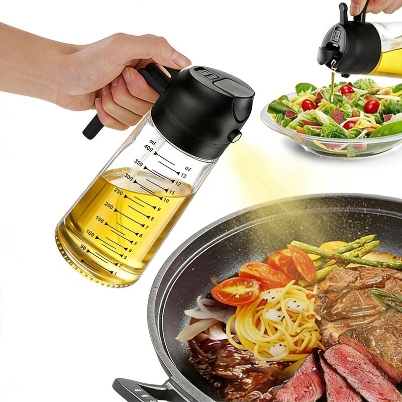 16 oz Glass Oil Spray Bottle, Oil Mister Spray Bottle for Cooking, 2-in-1 Olive Oil Sprayer and Kitchen Cooking Oil Dispenser, Glass Oil Bottle for Kitchen with 470 mL Aroma Mist Spray-and-Pour Design, Home Use Kitchenware, Kitchen Gadgets #GLOBAL...