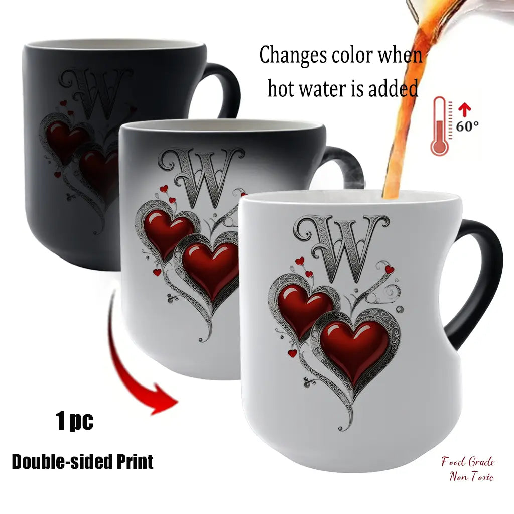 Vintage Shimmering Heart Fun Ceramic Mug, Thermosensitive Magic Color-Changing Beverage Mug, 11oz/330ml, Coffee Cups, Perfect Mother's Day Gift, Ideal for Friends, Lovers & Mothers, Novelty Coffee Mugs #GLOBAL PICKS