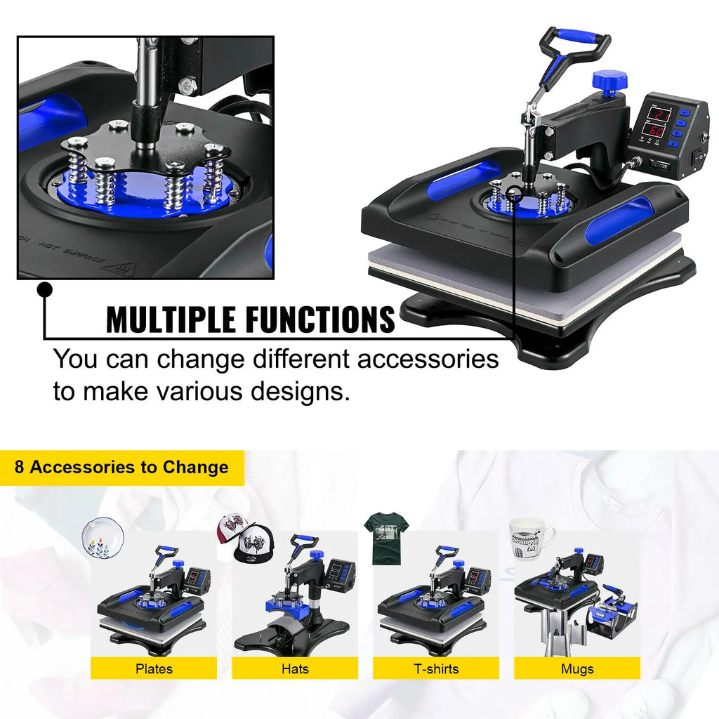 VEVOR Multifunction Digital Display Heat Press DIY Kit Complete Printing Business Starter Kit, Heat Press with Vinyl Cutter, Automatic Edge Detection Vinyl Cutter Machine with Design Software and Materials