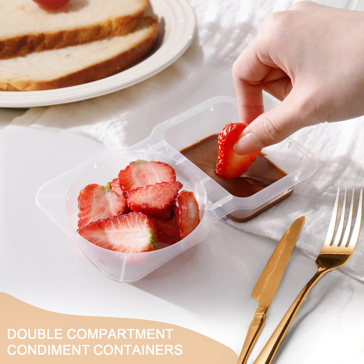 Reusable Snack Container with Lid, Double Compartment Portion Control Snack Box for Camping, Kitchen Utensils & Gadgets, Food Storage Container, Snack Containers Reusable