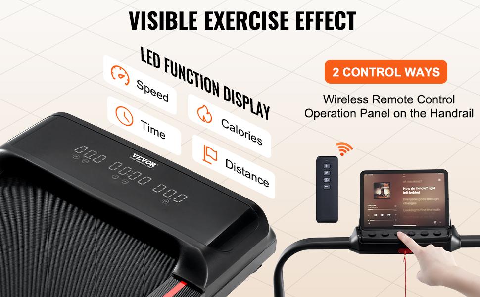 【toolupgrade】VEVOR 2-in-1 Under Desk Treadmill, 15.6"x42"/396x1065 mm Anti-Slip Surface Belt, 2.5HP Motor, 0.6-7.6 mph Walking/Run Speed, Shock Absorb, Collapseable Portable Pad, Handle Bar, Remote Control, LED Display, 265 Lbs Capacity for Home O...