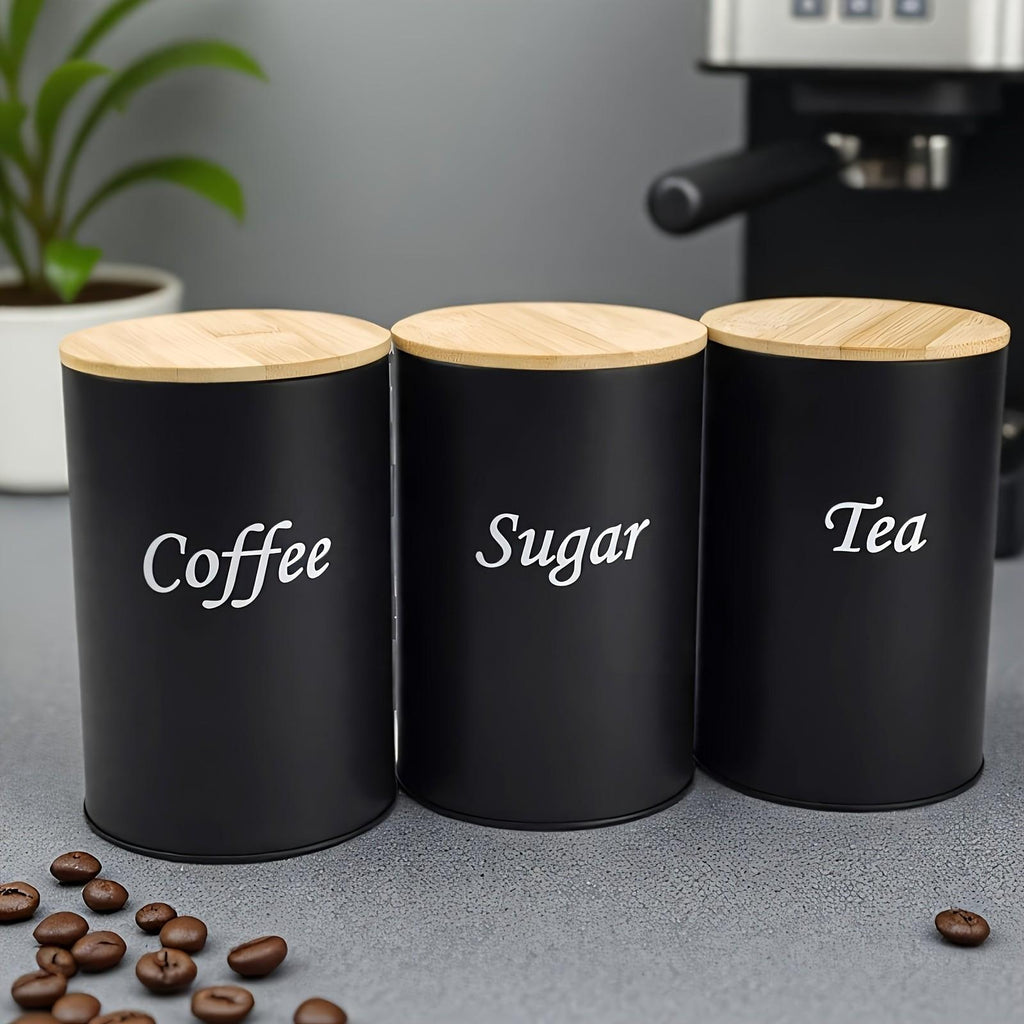 3-Piece Set Of Metal Round Cans, Stainless Steel Canister, Stainless Steel Containers, Coffee Storage Canisters For Tea, Coffee, Sugar, Reusable, Suitable For Kitchens, Offices, Multi-Purpose Storage