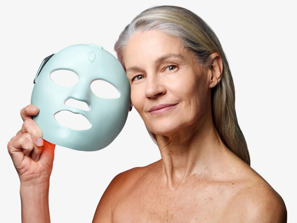 Qure LED Light Therapy Mask for Face - FDA Cleared for Wrinkles & Acne Treatment with 3 Modes, 5 Facial Areas & 5 Lights: Red, Deep-Red, Blue, Amber & Infrared, 3-Min Daily, Eye-Protection, Smart App