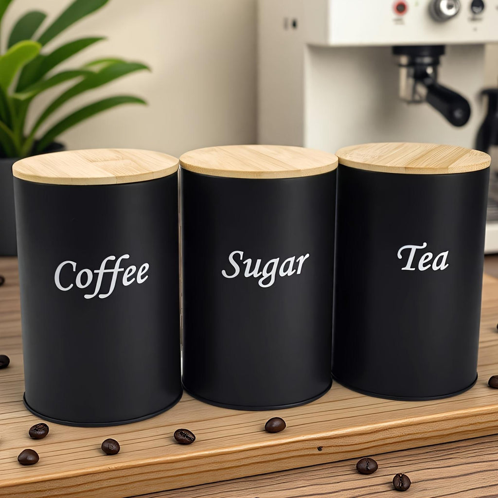 3-Piece Set Of Metal Round Cans, Stainless Steel Canister, Stainless Steel Containers, Coffee Storage Canisters For Tea, Coffee, Sugar, Reusable, Suitable For Kitchens, Offices, Multi-Purpose Storage