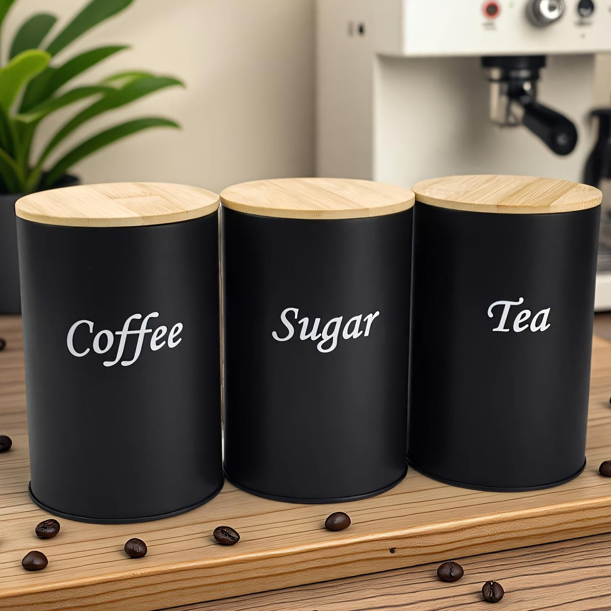 3-Piece Set Of Metal Round Cans, Stainless Steel Canister, Stainless Steel Containers, Coffee Storage Canisters For Tea, Coffee, Sugar, Reusable, Suitable For Kitchens, Offices, Multi-Purpose Storage
