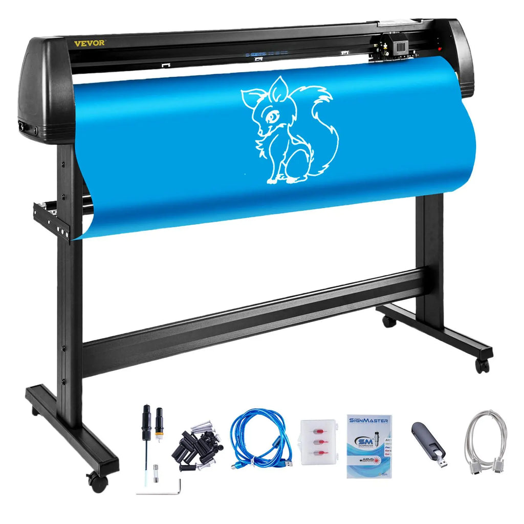 VEVOR 53"/135cm High Precision Vinyl Cutter Plotter Machine with Stand, LCD Screen, Signmaster Software, 0.04"/1mm Cutting Precision, Robust Performance, Windows OS Paper Feed Office Equipment for Signage, Sticker Cutting, Versatile Uses Tool Upgrade