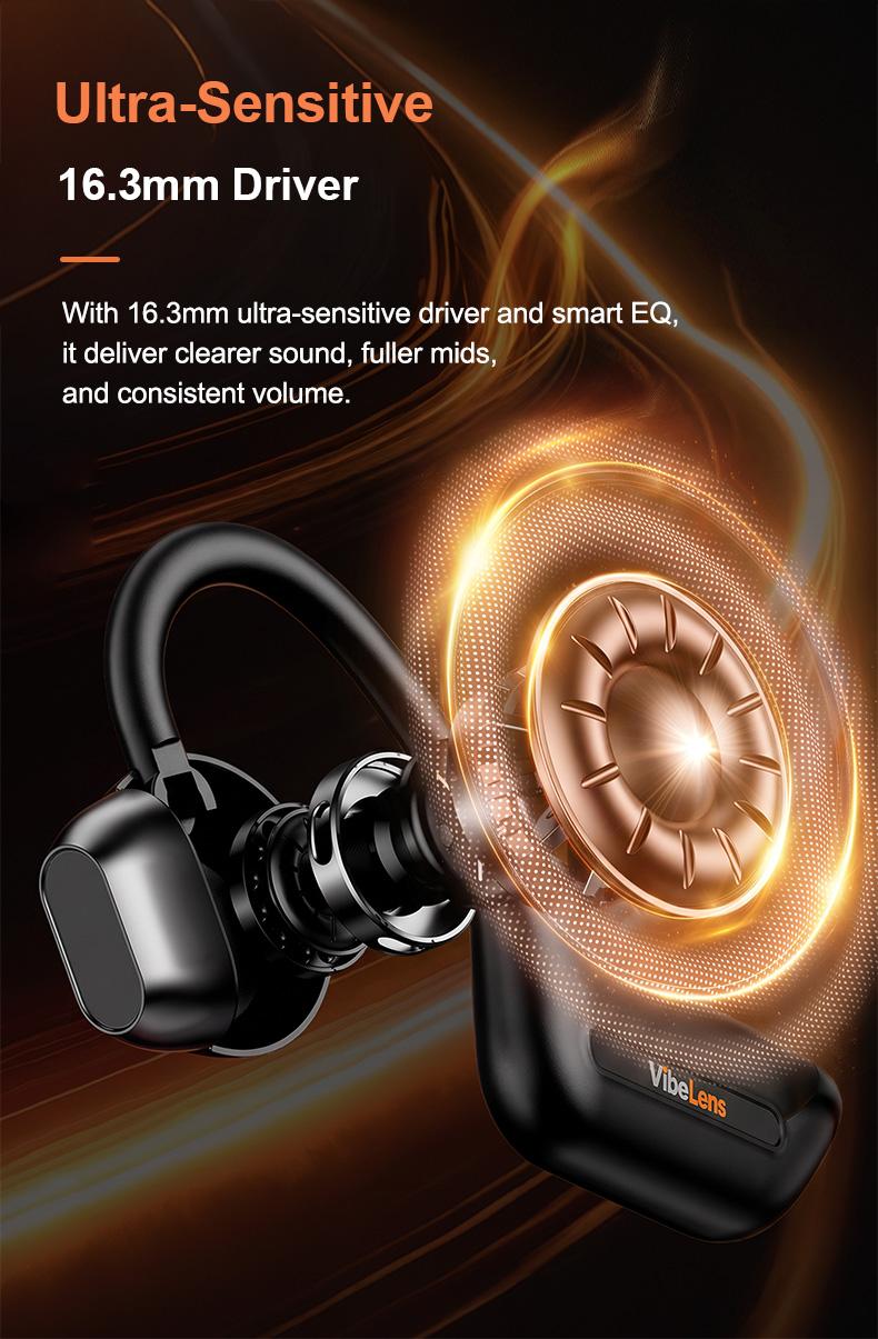 VibeLens Bone Conduction Headphones with 4K POV Camera, Hands-Free POV Video Recording, 6-Axis Image Stabilization, Open-Ear Bluetooth Sports Headset with AI Voice Assistant, Offline Music Playback, IP68 Waterproof for Swimming, Cycling and Travel