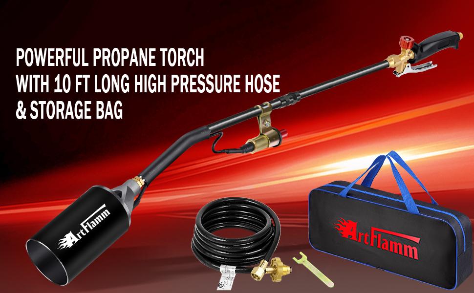 【toolupgrade】ARTFLAMM Portable Propane Torch Burner with Storage Bag, High Output BTU Blow Torch with 10FT Hose, Flame Weeder with Igniter for Garden Roofing Springtok Outdoor #toolupgrade