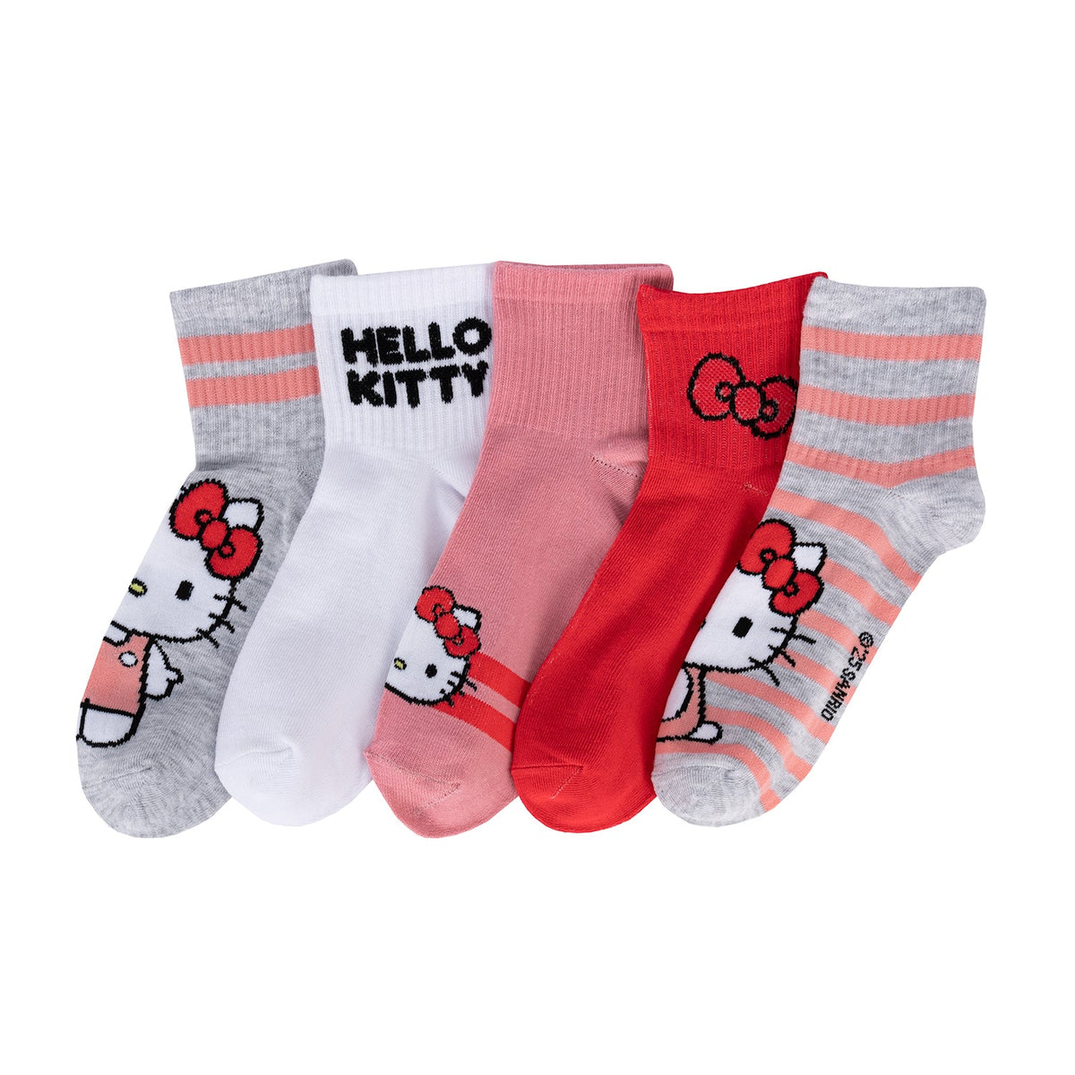 CHARACTER 5 Pack Ribbed Hello Kitty Quarter - Adult
