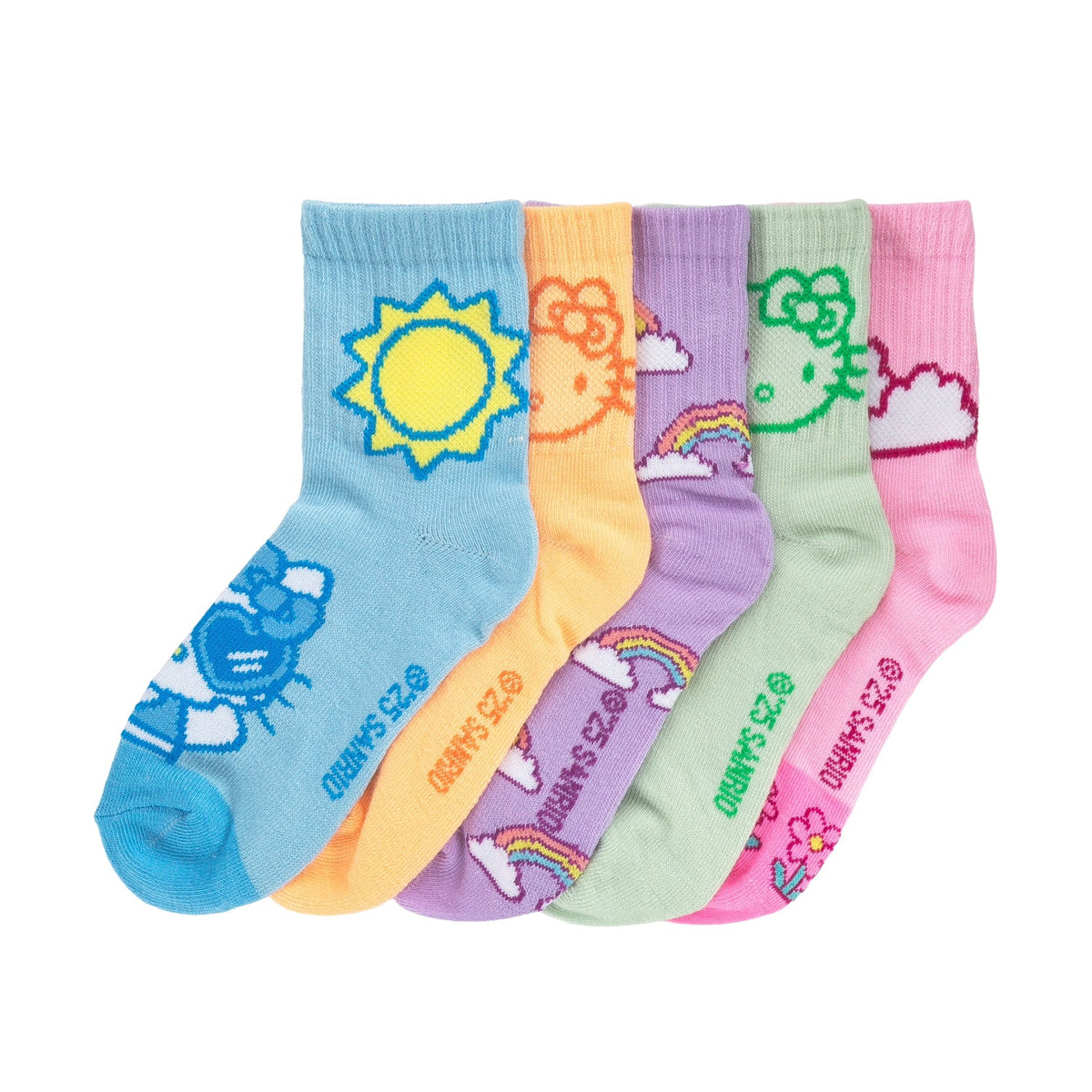 CHARACTER Official 5 Pack Kids Hello Kitty Half Crew