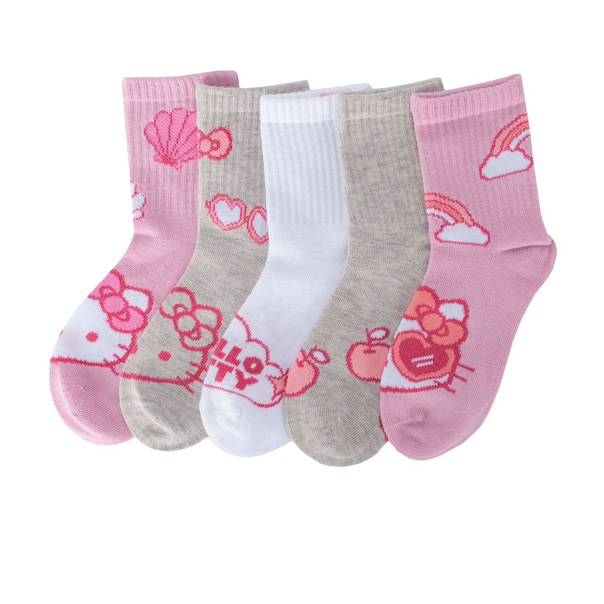 CHARACTER 5 Pack Kids Ribbed Hello Kitty Mid Crew
